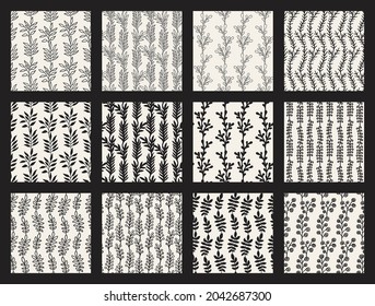 Collection vintage foliage seamless pattern