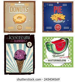 collection of vintage food signs