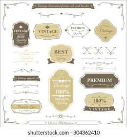Collection of vintage frame border rule and design element