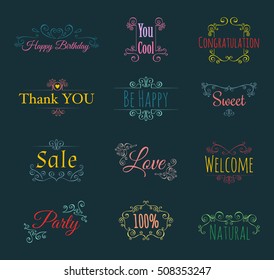 Collection of vintage frame border with text. Vector illustration eps10