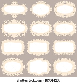 Collection of vintage frames. Vector hand drawn illustration