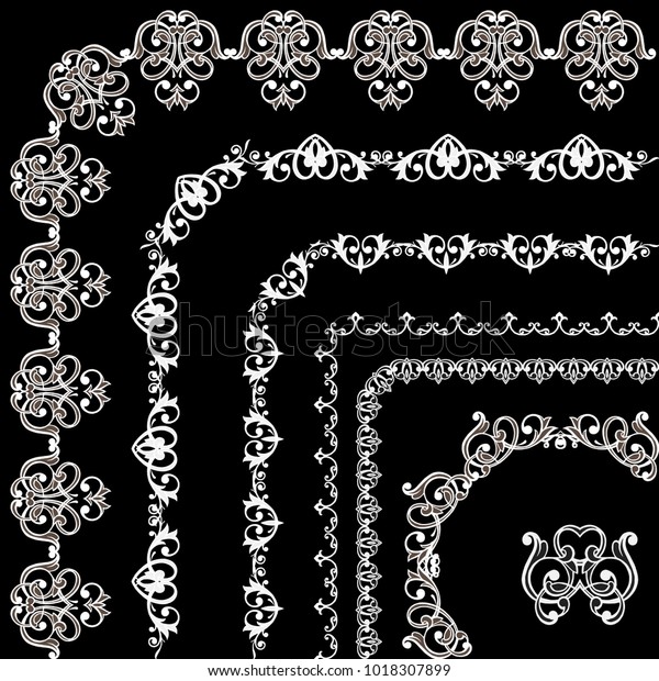 Collection Vintage Frames White Borders On Stock Vector (royalty Free 