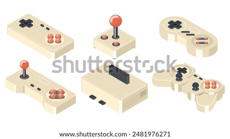 Collection of vintage game console controllers, gamepads, joysticks for a trip down gaming memory lane