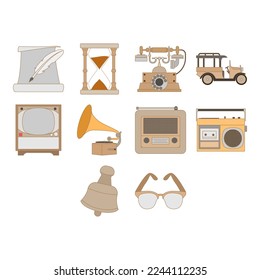 collection of vintage icon vector