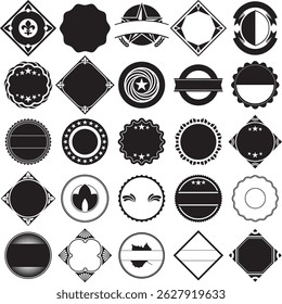 Collection of vintage label templates. Ideal for monograms, badges and label designs.