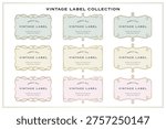 Collection of vintage labels with decorative frames. Vintage frames, borders, labels, dividers. Retro vector illustrations. Design elements for package design and invitations.Classic and European design tag.