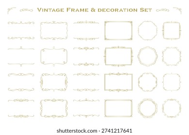 Collection of vintage labels with decorative frames. Vintage frames, borders, labels, dividers. Retro vector illustration on a white background.