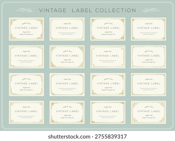 Collection of vintage labels with decorative frames. Vintage frames, borders, labels, dividers. Retro vector illustrations. Design elements for packaging design and invitations. Luxury design tags.