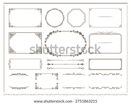 Collection of vintage labels with decorative frames. Vintage frames, borders, labels, dividers. Retro vector illustration on a white background.