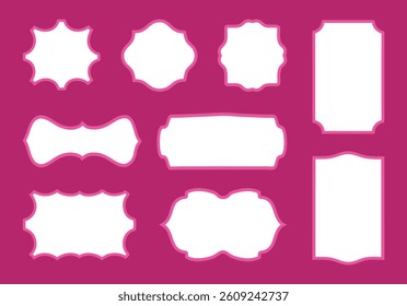 Collection of vintage labels and frames in various shapes and designs