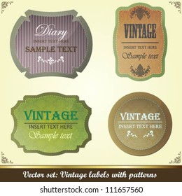 Collection of vintage labels with patterns