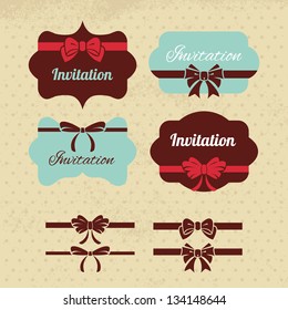Collection of vintage labels, ribbons and bows Elements for design