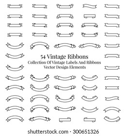 Collection of vintage labels and ribbons. Vector design elements