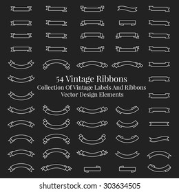 Collection of vintage labels and ribbons. Vector design elements