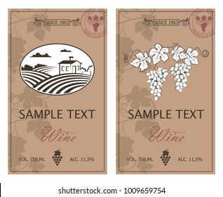 collection of vintage labels for wine bottles