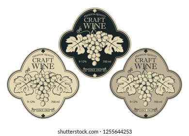 collection of vintage labels for wine bottles with grapes