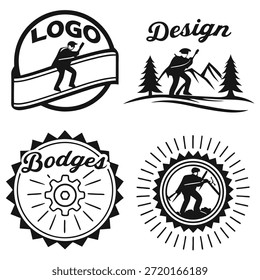 Collection of Vintage Logo Designs Featuring Outdoor Activities emblem badge