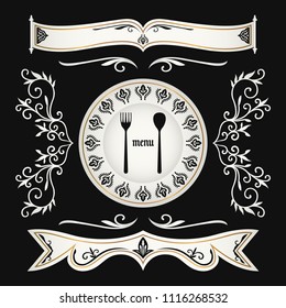 collection vintage menu lebels for restaurant