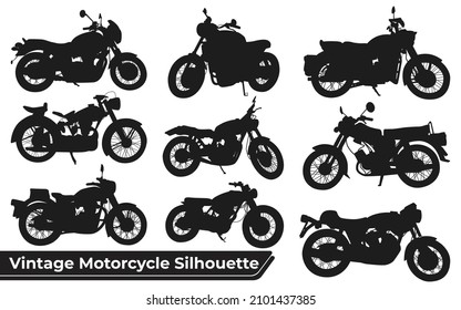 Collection of Vintage Motorbike Silhouettes vector