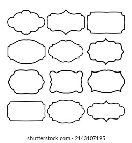 Collection of vintage ornament frame doodle illustration