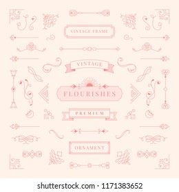 Collection of vintage ornament frame illustration