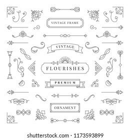 Collection of vintage ornament frame illustration