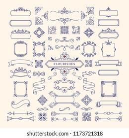 Collection of vintage ornament frame illustration