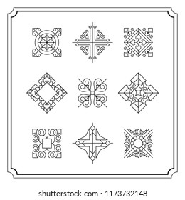 Collection of vintage ornament frame illustration