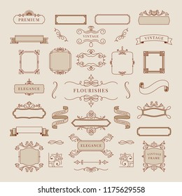 Collection of vintage ornament frame illustration