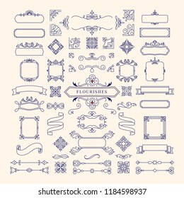 Collection of vintage ornament frame illustration