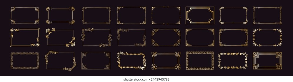 Collection of vintage ornament frame illustration. Retro ornamental frame, vintage rectangle ornaments and ornate border. Decorative wedding frames