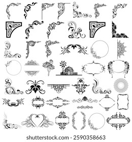 Collection of vintage ornament frame illustration