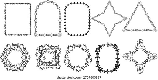 Kollektion von Vintage Ornate dekorative Rahmen und Grenzen in verschiedenen geometrischen Formen und Stilen
