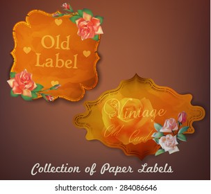 Collection of vintage paper labels with flowers