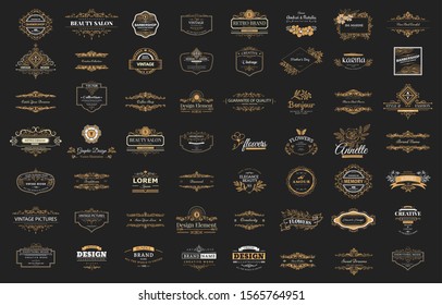 Collection of vintage patterns. Flourishes calligraphic ornaments and frames. Retro and modern styles of design elements, signs and logos. Vector template.