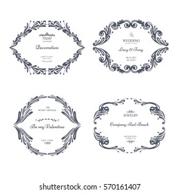 Collection of vintage patterns. Flourishes frames. It will be good for design elements, postcard, banners, logos. Vector template patterns
