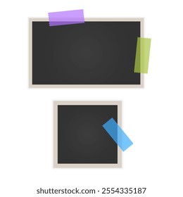 Collection of vintage photo frames. Old photo frame with shadow Blank photo card frame Vector illustration