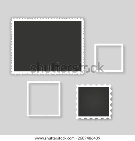 Collection of vintage photo frames. Old photo frame with transparent shadow.  Frames for your photos. Vector illustration