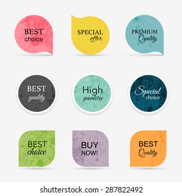 Collection of vintage promo seals/stickers. Isolated vector illustration