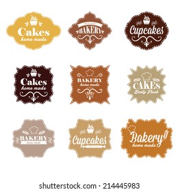 Collection of vintage retro bakery labels 
