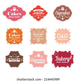 Collection of vintage retro bakery labels 