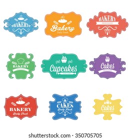 Collection of vintage retro bakery labels.Vector