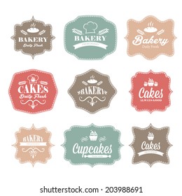 Collection of vintage retro bakery logo labels 