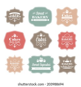 Collection of vintage retro bakery logo labels 