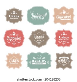 Collection of vintage retro bakery logo labels 