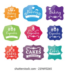 Collection of vintage retro bakery logo labels 