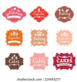 Collection of vintage retro bakery logo labels 