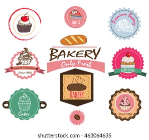 Collection Vintage Retro Bakery Logo Badges Stock Vector (Royalty Free ...