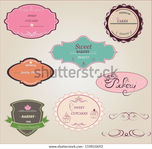 Collection Vintage Retro Bakery Logo Badges Stock Vector (Royalty Free