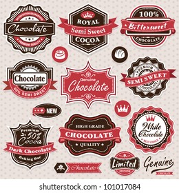 Collection of vintage retro Chocolate labels, badges and icons